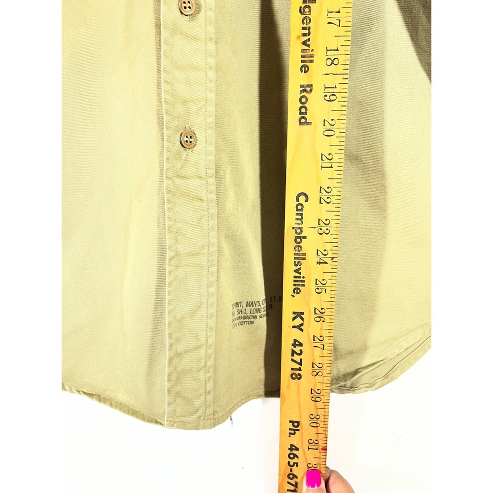 Vintage US Army Khaki Cotton Long Sleeve Shirt Men 16x34 100th InfantryDivision - Picture 3 of 12